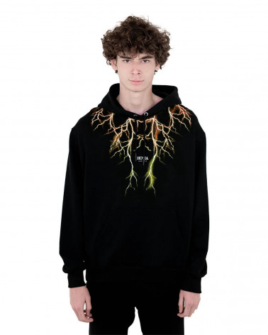 Phobia Sweatshirt Black Hoodie Orange/Yellow Lightning