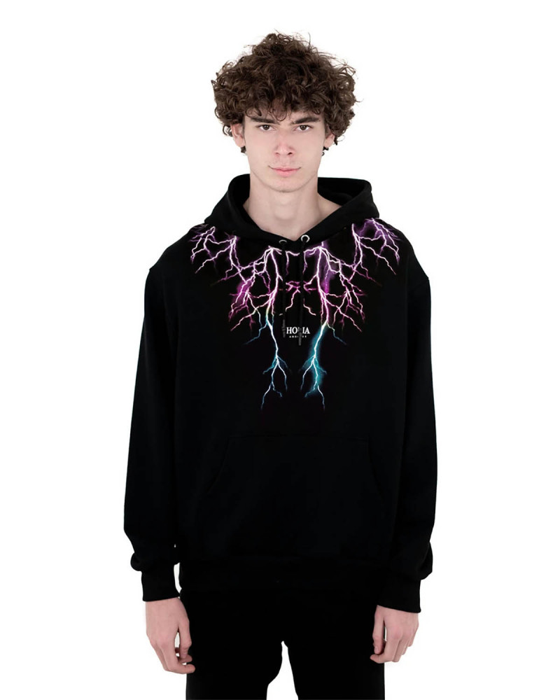 Phobia Sweatshirt Black Hoodie Pink Lightning