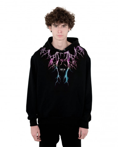 Phobia Sweatshirt Black Hoodie Pink Lightning