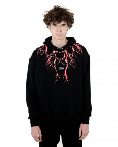 Phobia Sweatshirt Black Hoodie Red Lightning