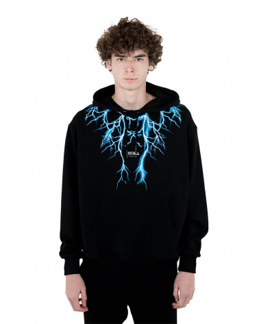 Phobia Sweatshirt Black Hoodie Light Blue Lightning