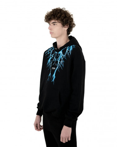 Phobia Sweatshirt Black Hoodie Light Blue Lightning