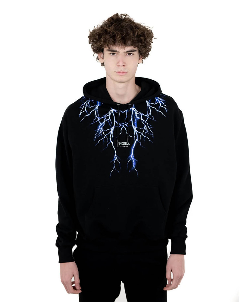 Phobia Felpa Black Hoodie Blue Lightning