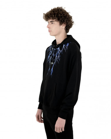 Phobia Sweatshirt Black Hoodie Blue Lightning