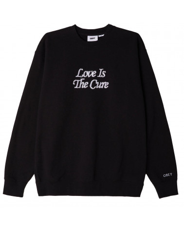 Obey Sweatshirt Love Is The Cure Crew Speciality Fleece Black