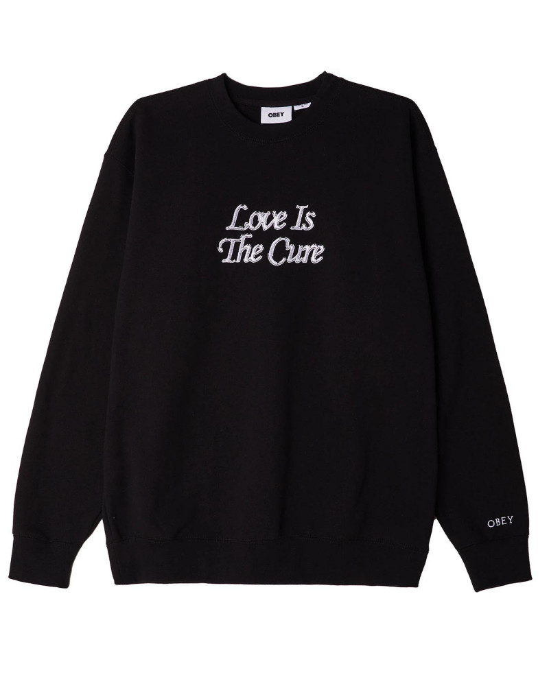 Obey Felpa Love Is The Cure Crew Speciality Fleece Black