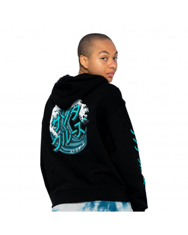 Santa Cruz Felpa Japanese Wave Dot Hood Black