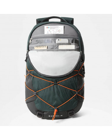 The Nort Face Backpack Borealis Dark Sage Green/Red Orange