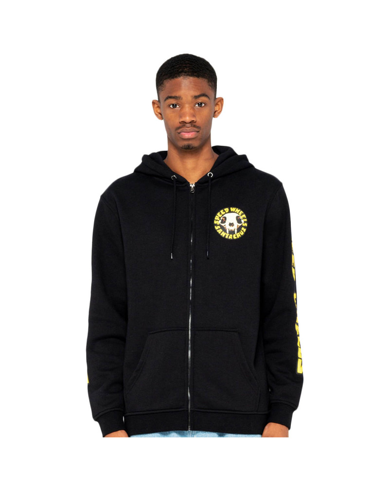 Santa Cruz Sweatshirt SW Skull Zip Hoodie Black Santa Cruz