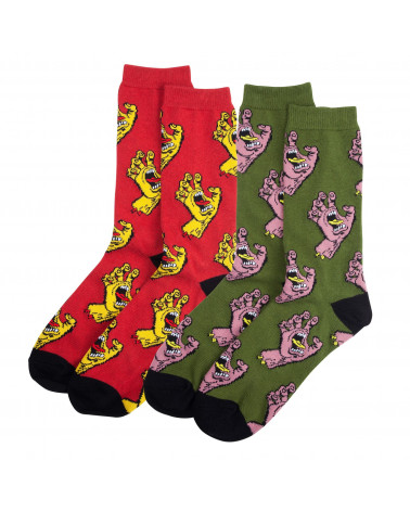 Santa Cruz Calze Multi Hand Sock Ketchup and Dill Green