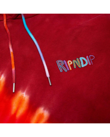 RIPNDIP Felpa OG Prisma Embroidered Hoodie Red Tie Dye
