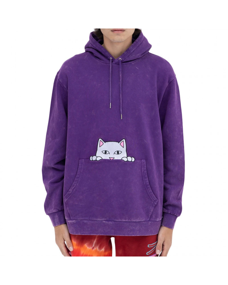 RIPNDIP Felpa Peeking Nermal Embroidered Hoodie Purple Mineral Wash