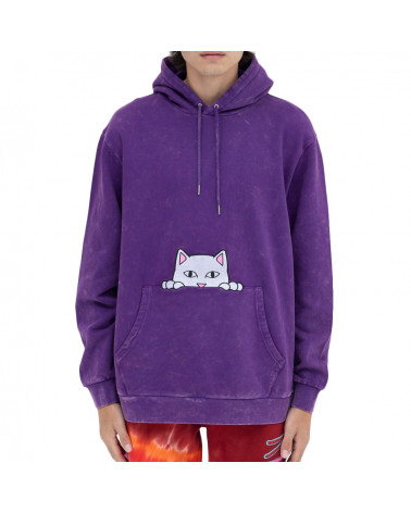 RIPNDIP Sweatshirt Peeking Nermal Embroidered Hoodie Purple Mineral Wash