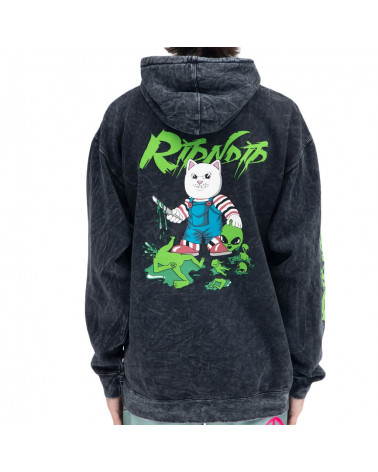 RIPNDIP Felpa Childs Play Hoodie Black Mineral Wash