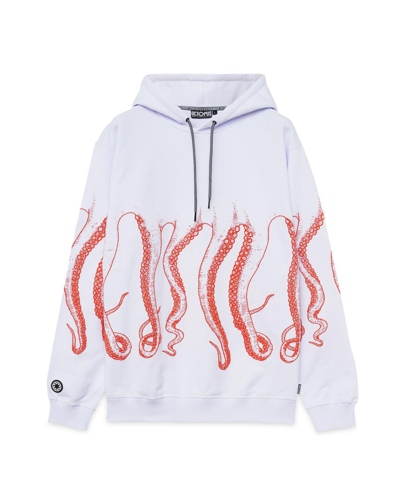 Octopus Sweatshirt Outline Hoodie White