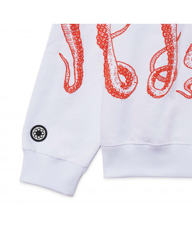 Octopus Sweatshirt Outline Hoodie White