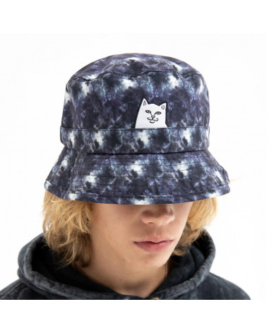 RIPNDIP Cappello Lord Nermal Tie Dye Bucket Hat (Black Lightning Wash)