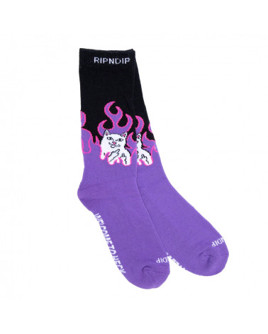 RIPNDIP Calze Welcome To Heck Socks (Black/Purple)