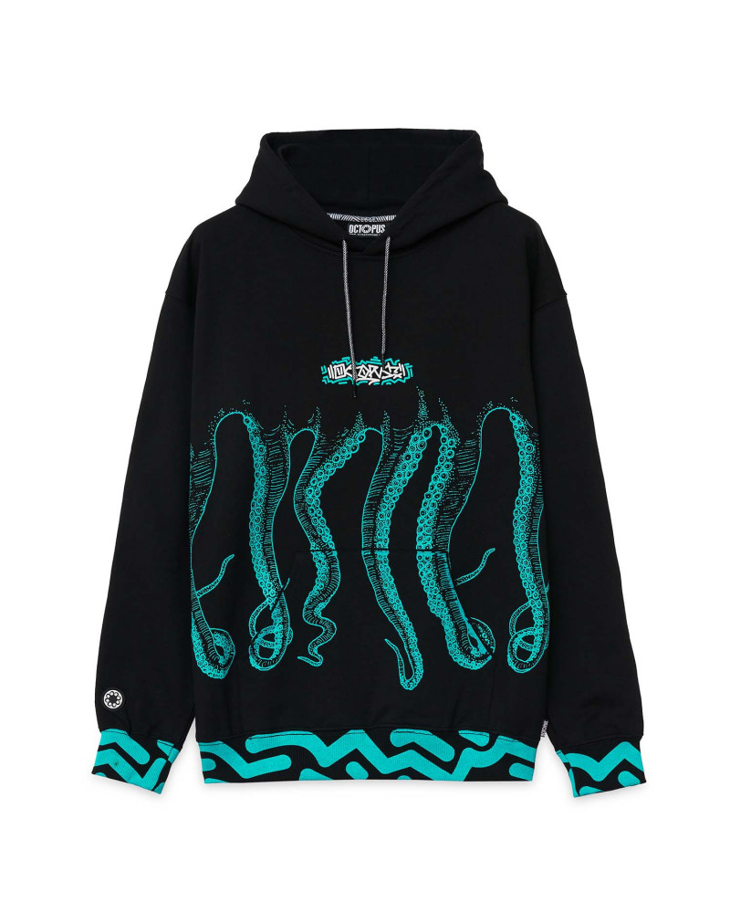Octopus Sweartshirt Tag Hoodie Black