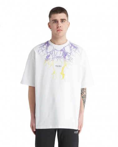Phobia T-Shirt White Purple/Yellow Lightning