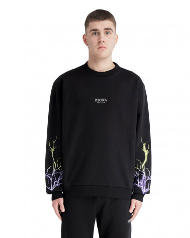 Phobia Sweatshirt Black Crew Purple/Yellow Lightning