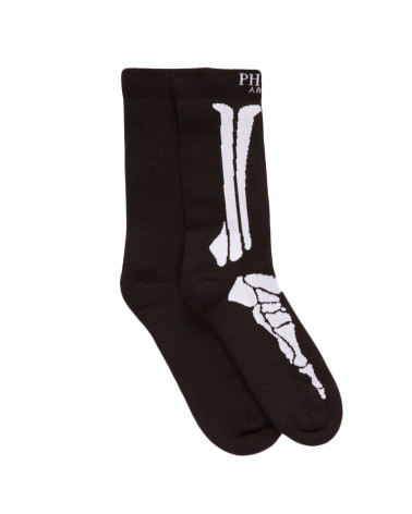 Phobia White Skeleton Black Socks