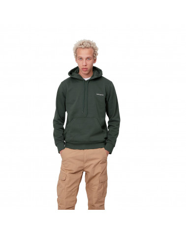 Carhartt Wip Felpa Hooded Script Embroidery Sweatshirt Hemlock Green/White