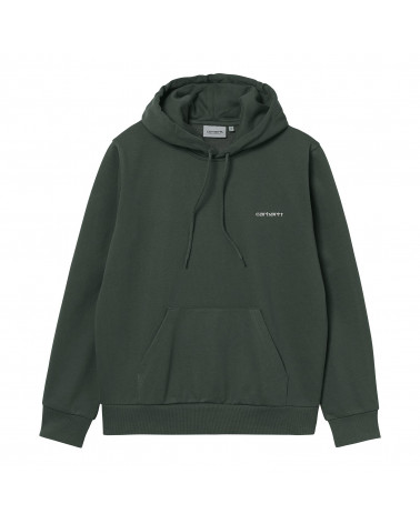 Carhartt Wip Felpa Hooded Script Embroidery Sweatshirt Hemlock Green/White