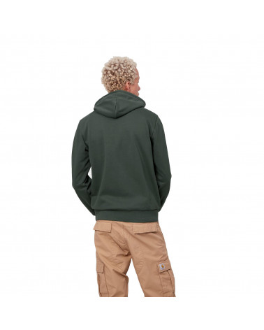 Carhartt Wip Hooded Script Embroidery Sweatshirt Hemlock Green/White