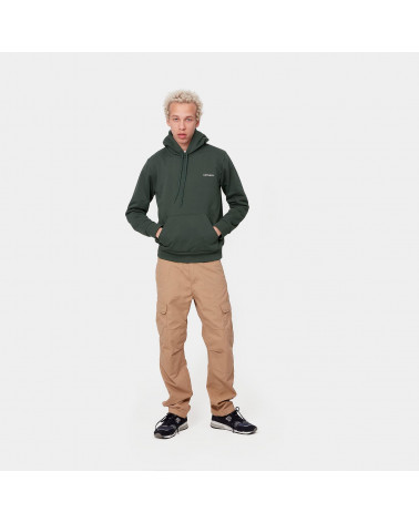 Carhartt Wip Felpa Hooded Script Embroidery Sweatshirt Hemlock Green/White