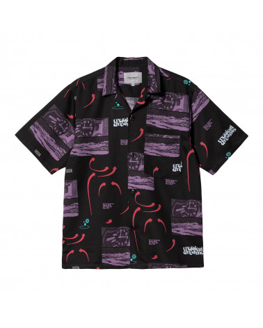 Carhartt Wip Camicia S/S Dreams Shirt - Dreams Print/Black (Heavy Enzyme Wash)