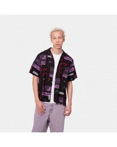 Carhartt Wip Camicia S/S Dreams Shirt - Dreams Print/Black (Heavy Enzyme Wash)