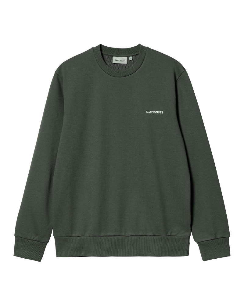 Carhartt Wip Felpa Script Embroidery Sweatshirt Hemlock Green/White