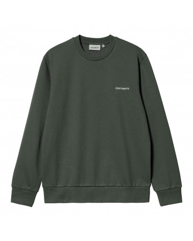 Carhartt Wip Script Embroidery Sweatshirt Hemlock Green/White