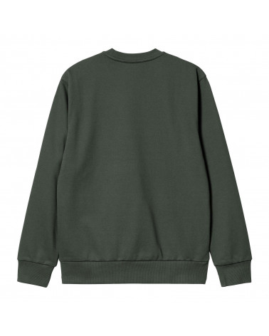 Carhartt Wip Felpa Script Embroidery Sweatshirt Hemlock Green/White