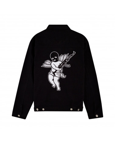 Doomsday No More Space Embroidered Denim Jackt Black