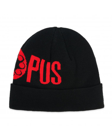 Octopus Logo Fold Beanie Black/Red