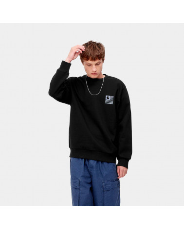 Carhartt Wip Label State Flag-Sweat Black/Misty Sky