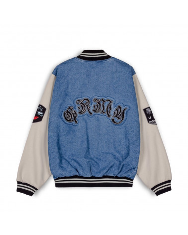 Grimey Baseball Jacket Fire Route Denim Blue