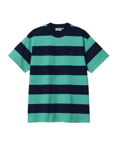 Carhartt Wip Dampier T-Shirt Dampier Stripe, Dark Navy/Aqua Green