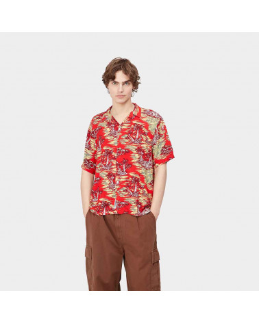 Carhartt Wip Bayou Shirt Bayou Print,Red Sunset