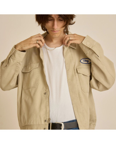 Obey Tilton Work Jacket Silver Grey Faded Wash