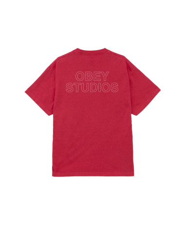 Obey Studios Outline Pigment T-Shirt Raspberry