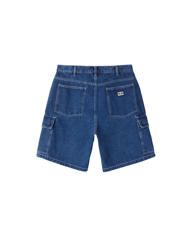 Obey Bigwig Baggy Denim Cargo Short Stone Wash Indigo