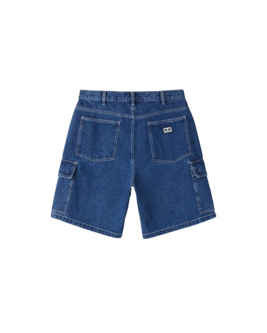 Obey Bigwig Baggy Denim Cargo Short Stone Wash Indigo