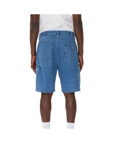 Obey Bigwig Baggy Denim Cargo Short Stone Wash Indigo