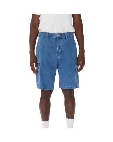 Obey Bigwig Baggy Denim Cargo Short Stone Wash Indigo