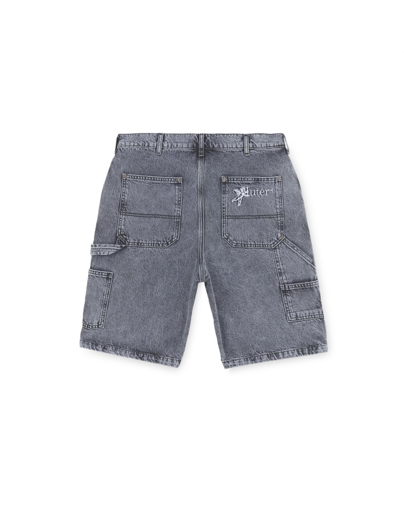 Iuter Double Knee Denim Shorts Greybleach