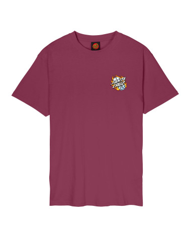 Santa Cruz Flaming Dice Dot Chest T-Shirt Burgundy
