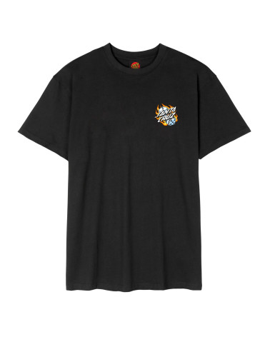 Santa Cruz Flaming Dice Dot Chest T-Shirt Black